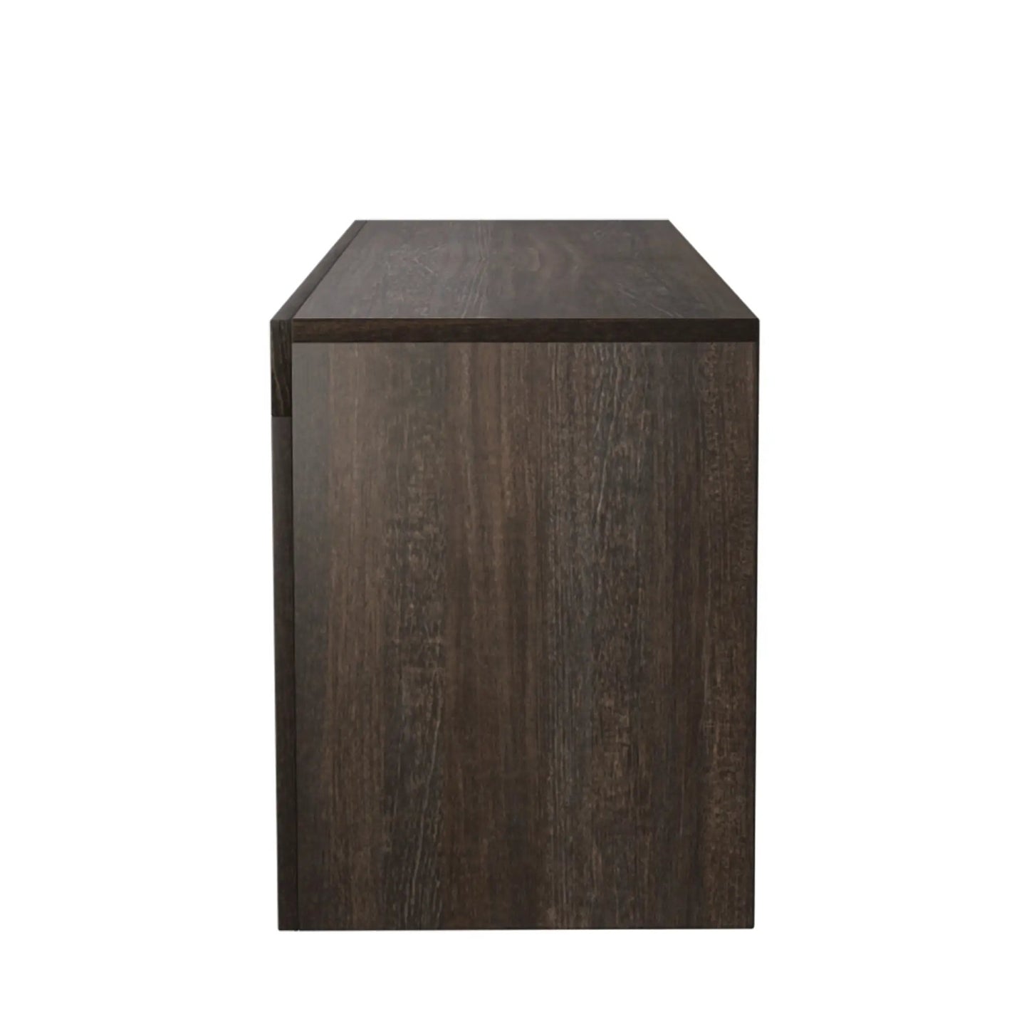 Brown simple modern TV stand with dark wood grain top on Tampa Home & Garden Store