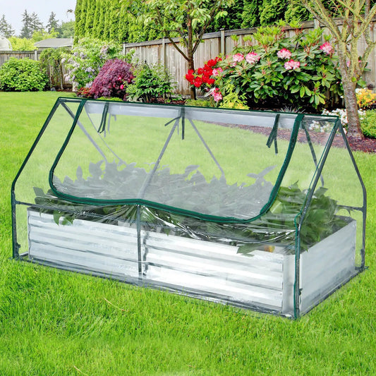 Galvanized raised bed with clear greenhouse cover, 6 x 3 x 3 ft, DirectDeals on Tampa Home & Garden Store