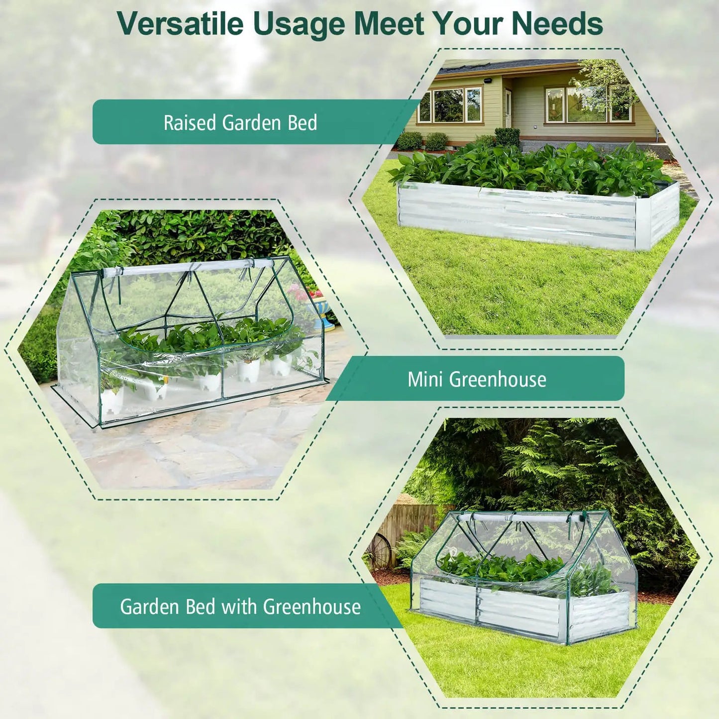 Galvanized Raised Bed with Greenhouse, 6x3x3 ft, DirectDeals garden bed with greenhouse cover on Tampa Home & Garden Store