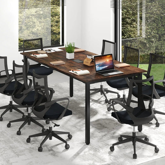 6 Feet Conference Table DirectDeals dark wood finish with black metal legs seats 8-10 for large meetings on Tampa Home & Garden Store
