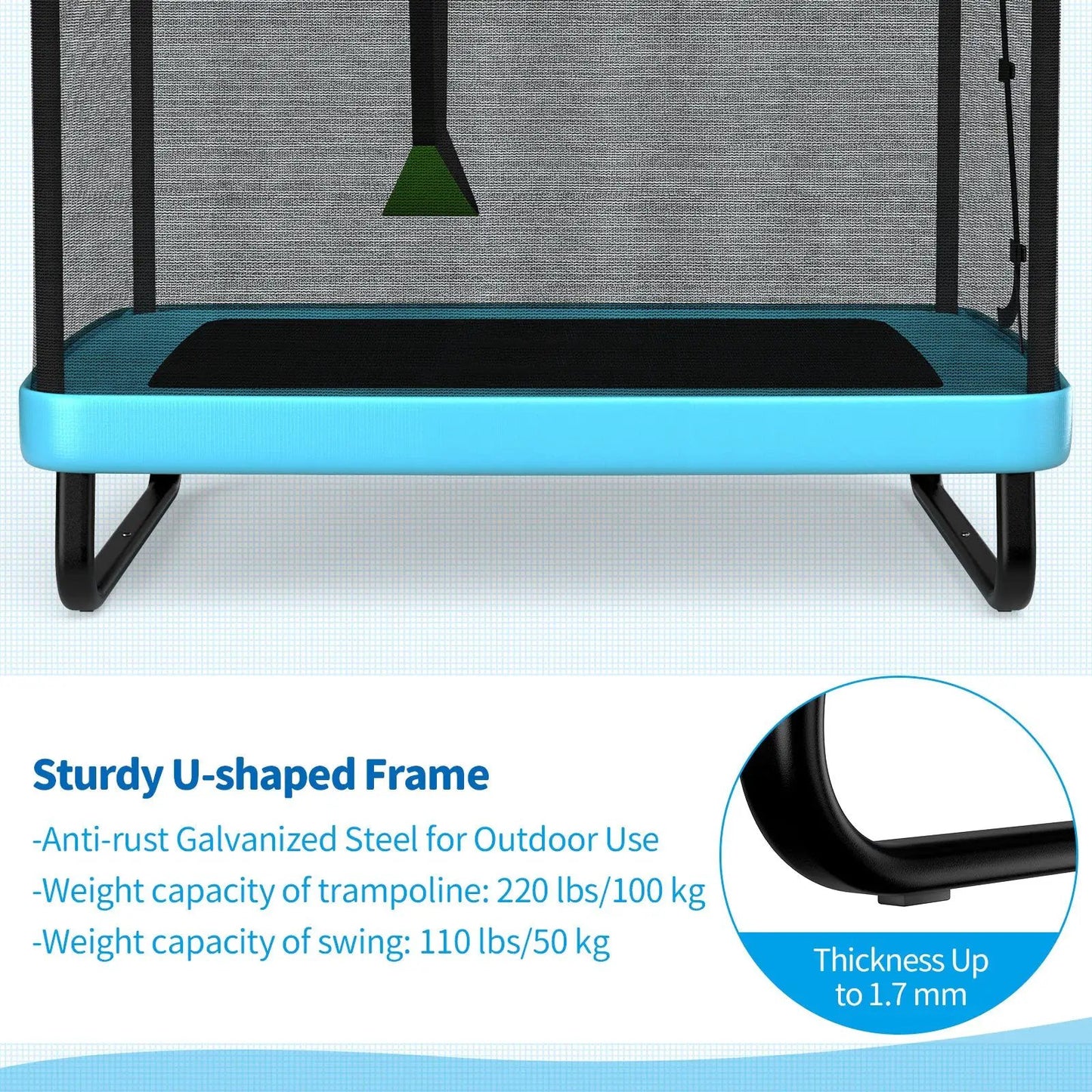 6 Feet Kids Entertaining Trampoline with Swing Safety Fence-Blue - Tampa Home & Garden Store