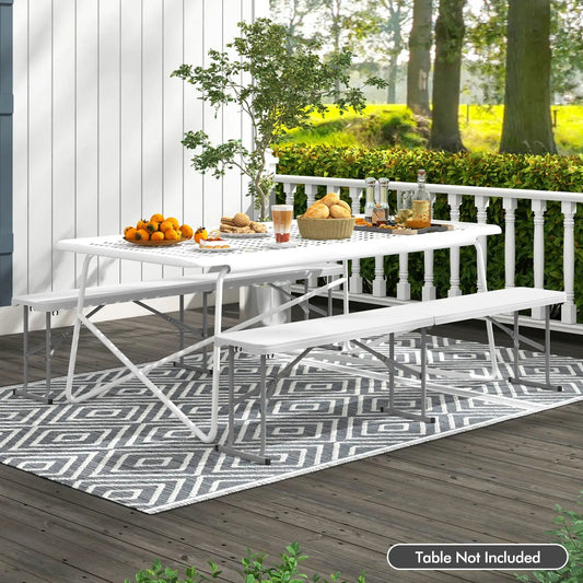 6 Feet Plastic Folding Bench Picnic Camping Dining Seat with Carrying Handle-White - Tampa Home & Garden Store