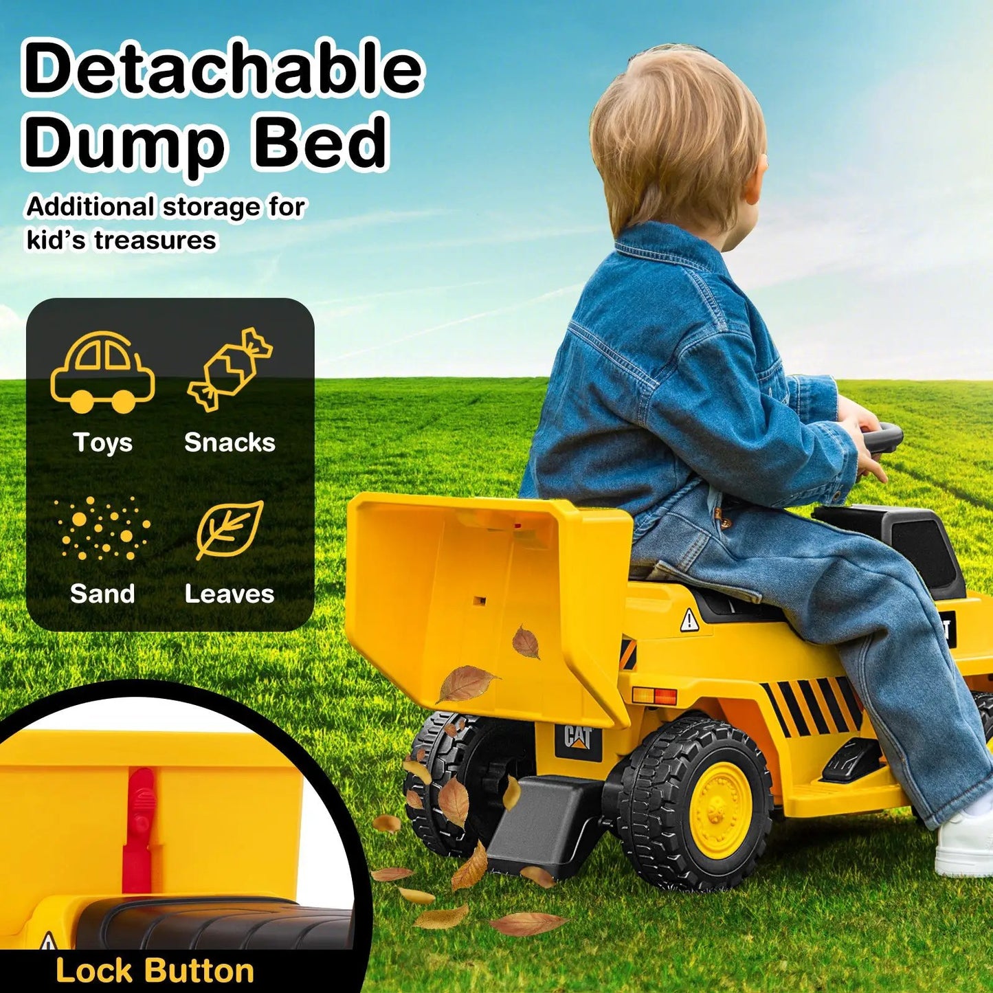 6V Electric Caterpillar Construction Vehicle with detachable dump bed, DirectDeals ride-on toy on Tampa Home & Garden Store
