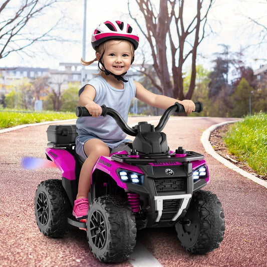 6V Kids Ride on Quad purple-pink ATV with spray function and music, 4 wheels DirectDeals on Tampa Home & Garden Store