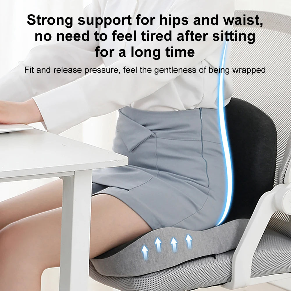 Memory Foam Seat Cushion with Lumbar Support gray cover for office chair accessory on Tampa Home & Garden Store