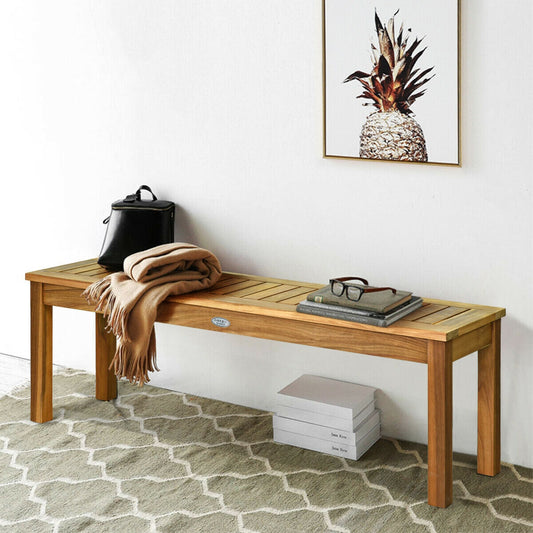 52 Inch Outdoor Acacia Wood Dining Bench Chair - Tampa Home & Garden Store