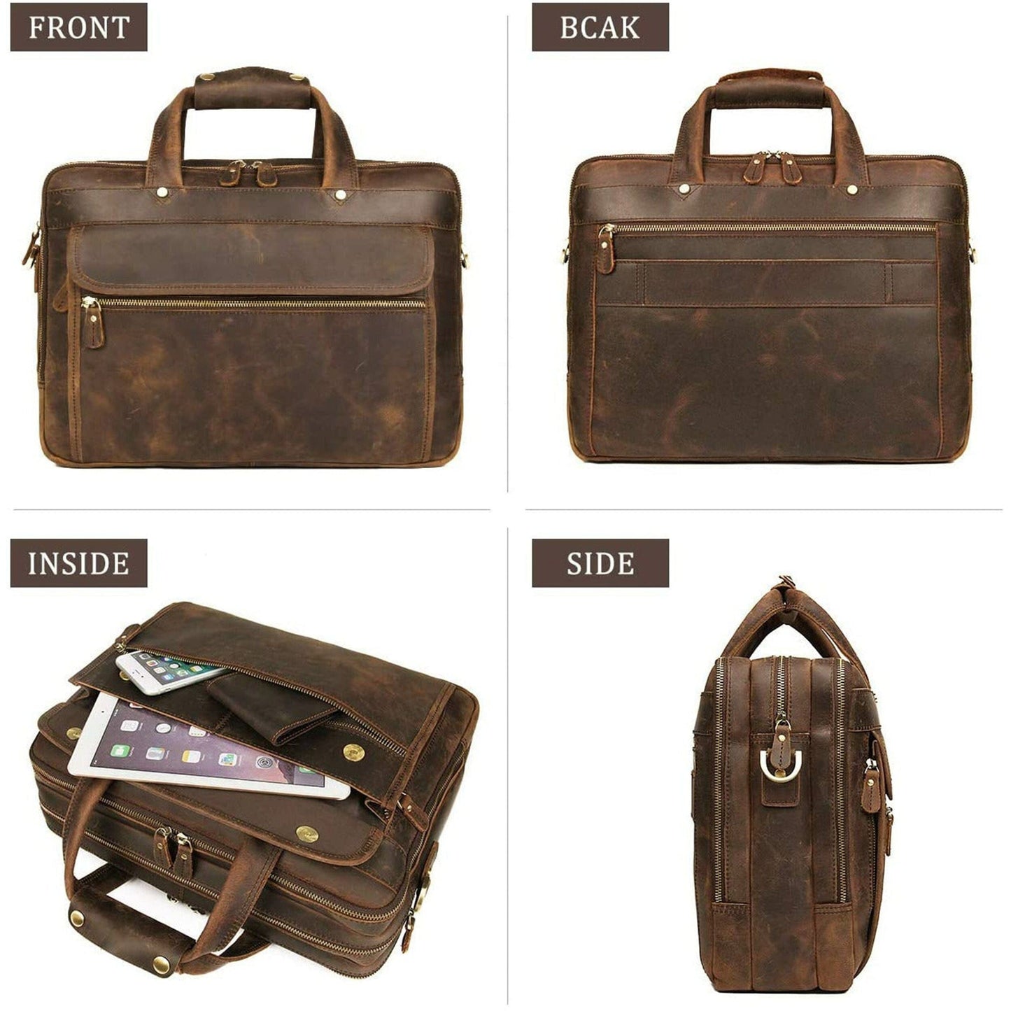 Crazy Horse Leather Briefcase - Tampa Home & Garden Store