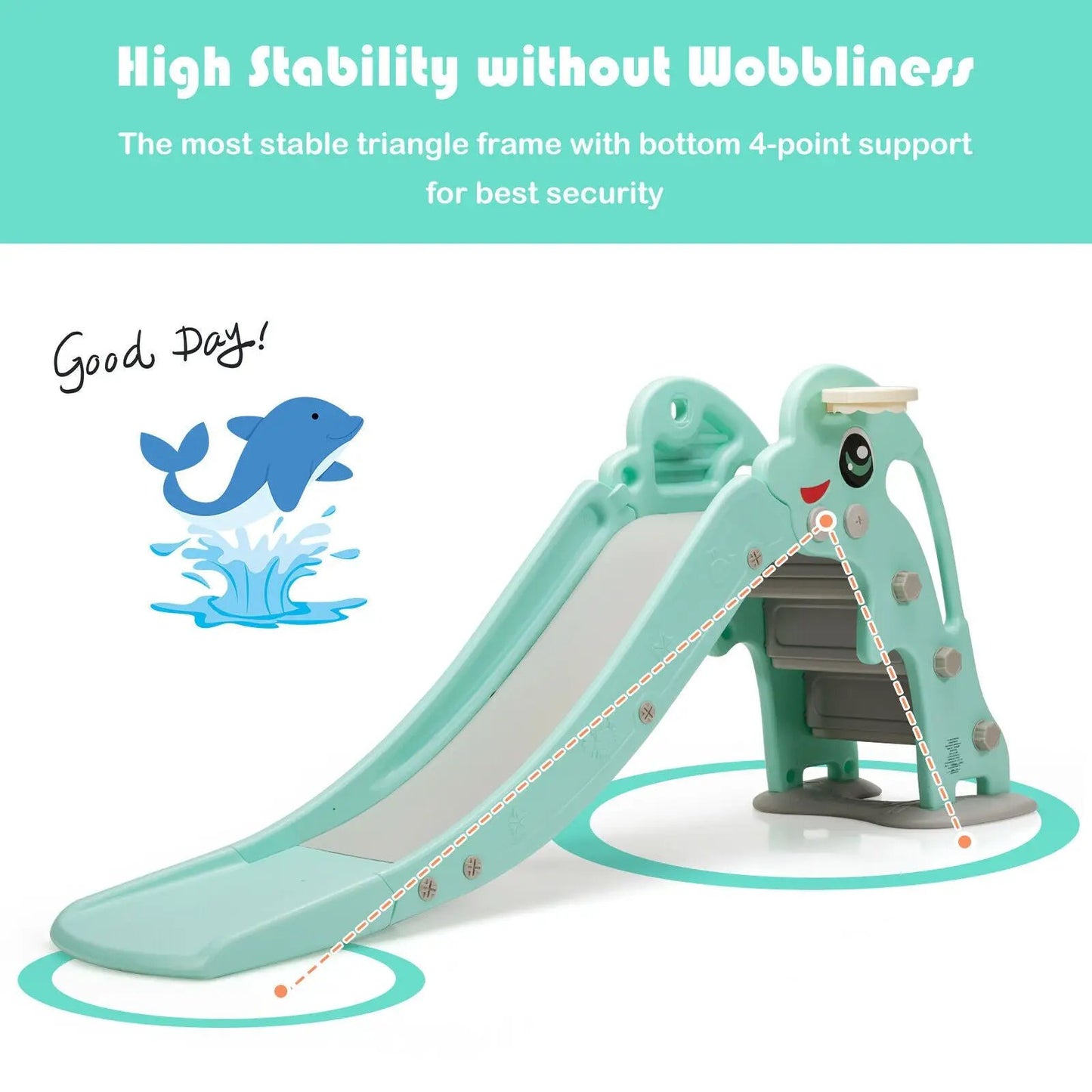 3-in-1 Kids Climber Slide Play Set Hoop turquoise plastic with ladder by DirectDeals on Tampa Home & Garden Store