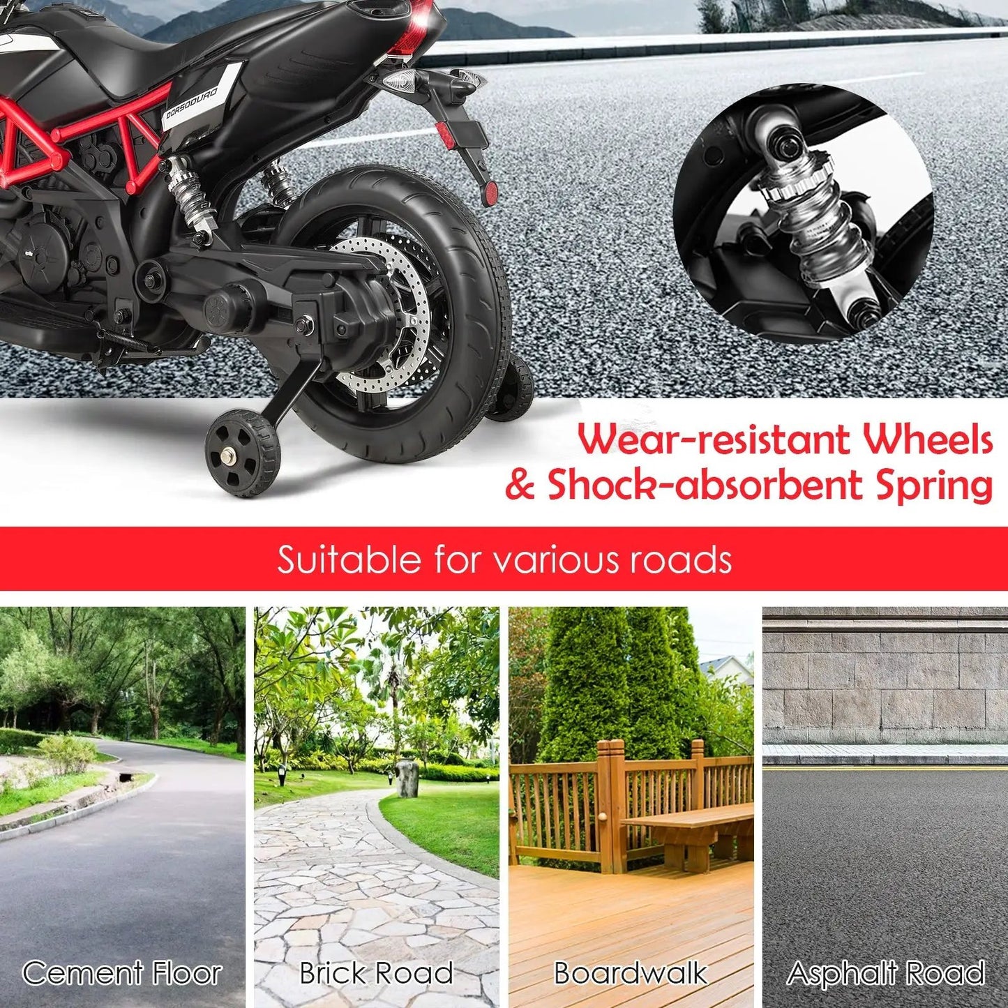 12V Kids Ride-On Motorcycle Aprilia Licensed with Sounds and Music-Black - Tampa Home & Garden Store