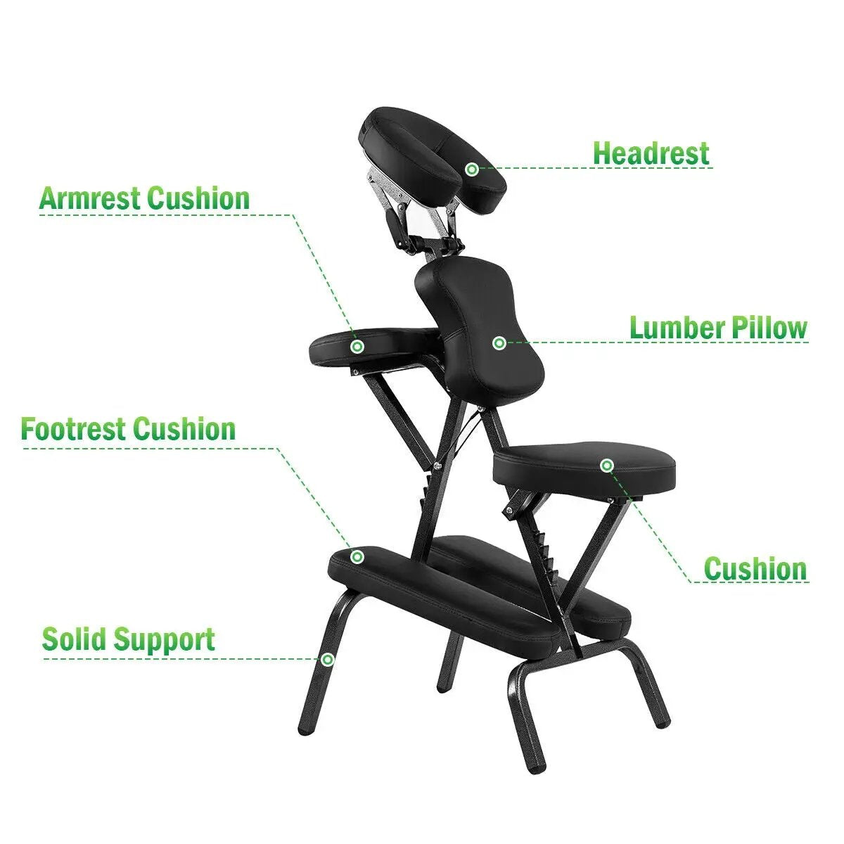 PU leather travel massage chair with headrest, lumbar pillow, armrest and footrest cushions on Tampa Home & Garden Store
