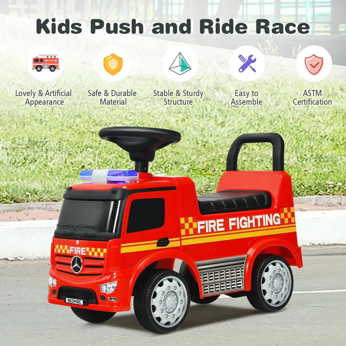 Licensed Mercedes Benz Kids Fire Engine Racer-Red - Tampa Home & Garden Store