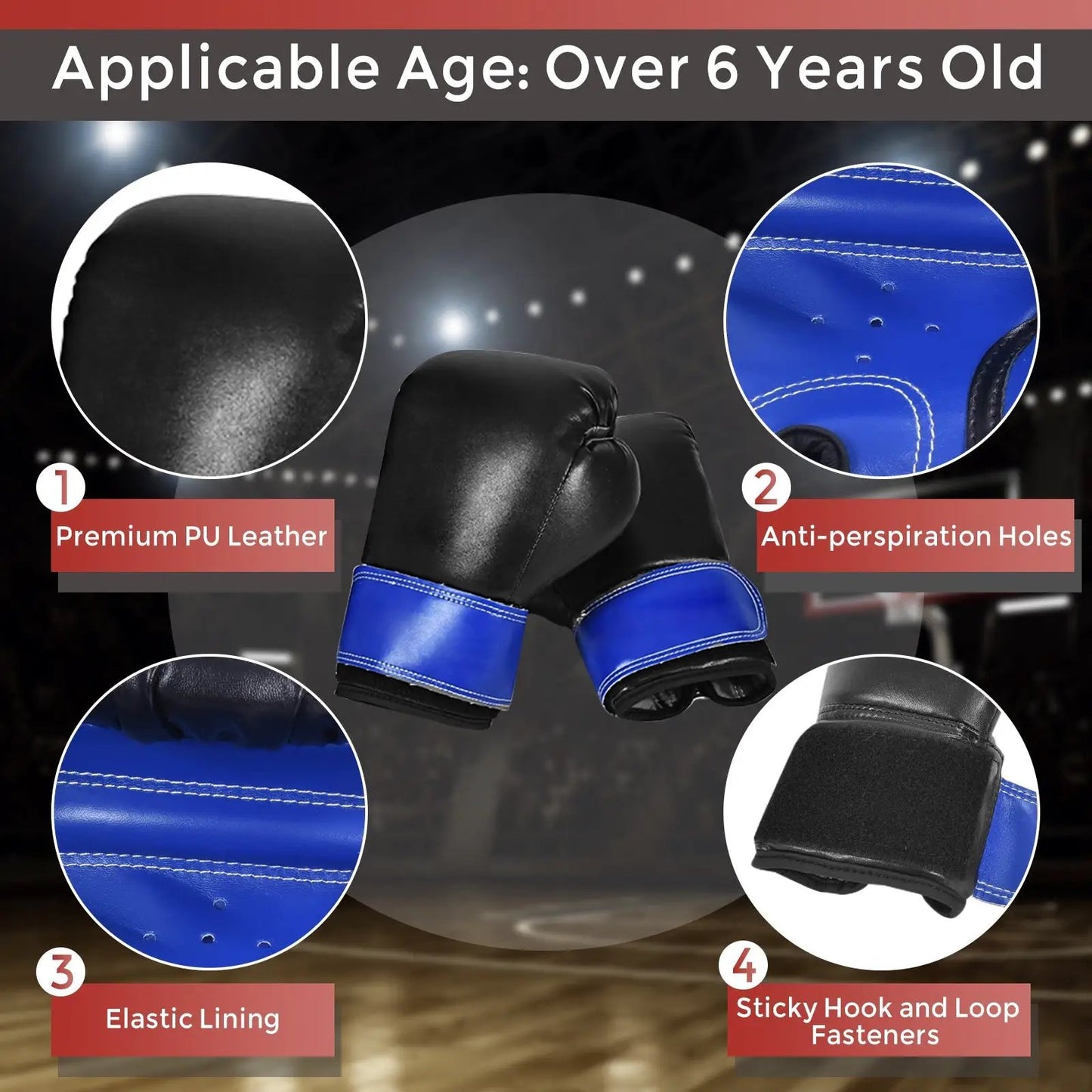 Kids boxing gloves pair with PU leather and hook-and-loop fasteners at Tampa Home & Garden Store on Tampa Home & Garden Store