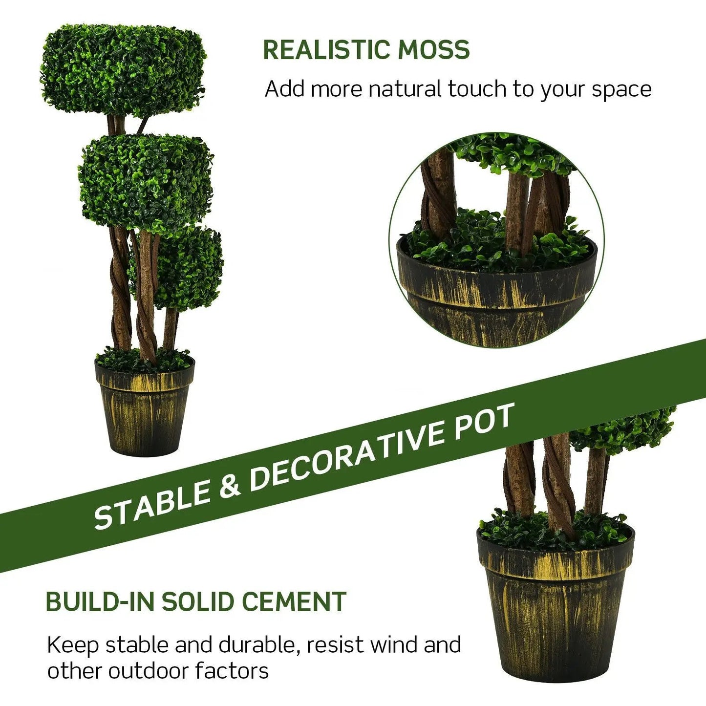 36 Inch Artificial Boxwood Topiary UV Protected Indoor Outdoor Tree - Tampa Home & Garden Store