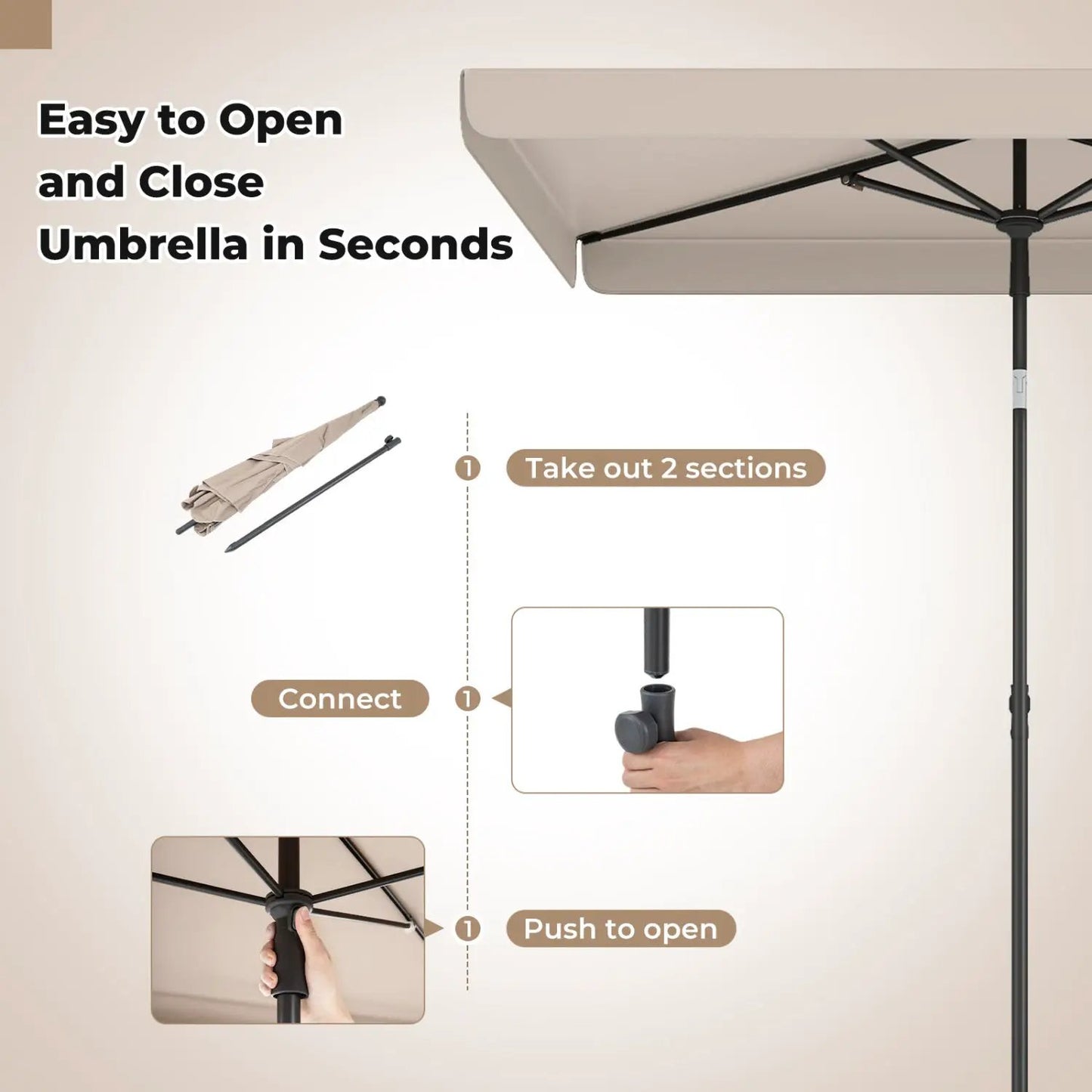 Rectangular Patio Umbrella with Tilt Adjustment