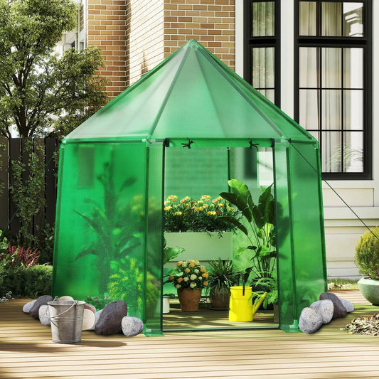 Mini Walk-In Greenhouse portable PE cover green panels 6.5 x 5.6 x 6.2 ft DirectDeals on Tampa Home & Garden Store