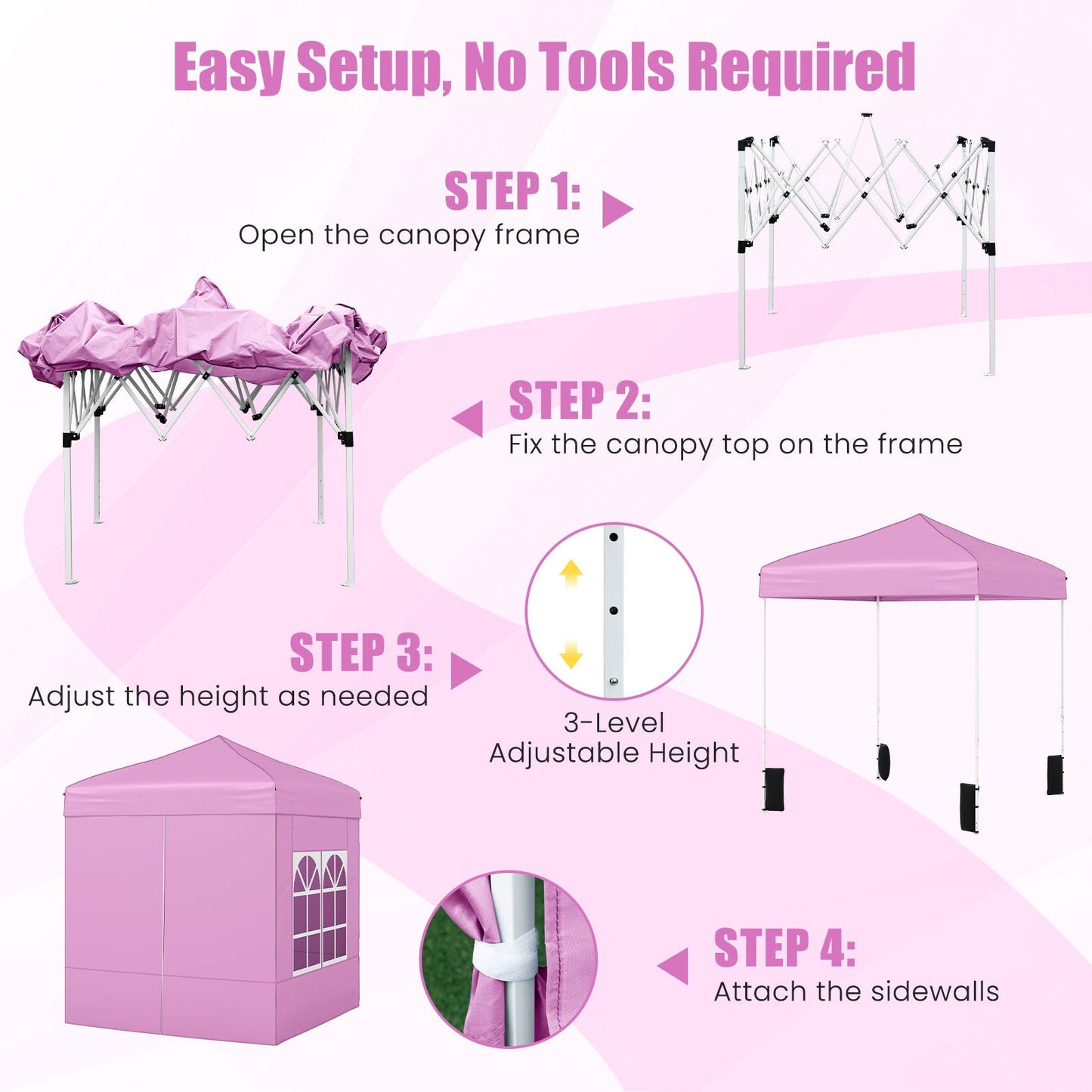 6.5 x 6.5 FT Pop up Canopy Tent with 4 Sidewalls and Wheeled Bag