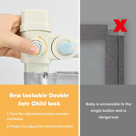 69 Inch Toddlers Vertical Lifting Baby Bedrail Guard with Lock - Tampa Home & Garden Store
