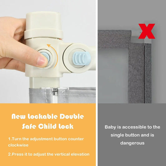 69 Inch Toddler Bed Rail Guard with Lock by DirectDeals, cream color bed safety rails on Tampa Home & Garden Store