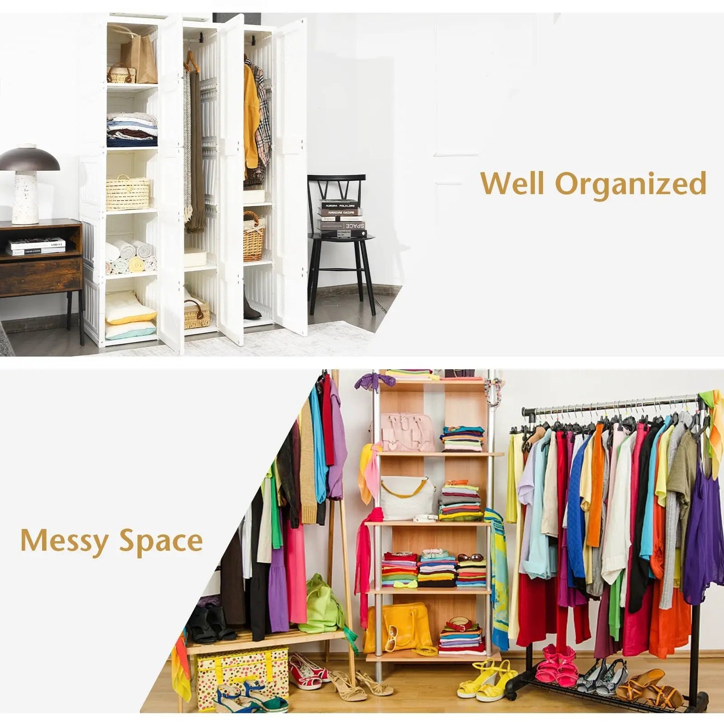 Foldable Armoire Wardrobe Closet with 10 Cubes - Tampa Home & Garden Store