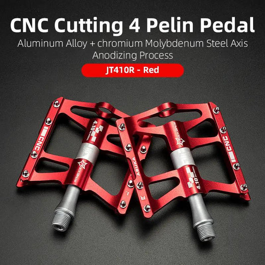 Stevvex red aluminum bicycle pedals pair with sealed bearings and CNC-cut platform on Tampa Home & Garden Store