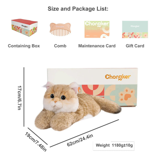 Golden British Shorthair Cat Plush Toy stuffed animal by Chongker with soft fur on Chongker box on Tampa Home & Garden Store