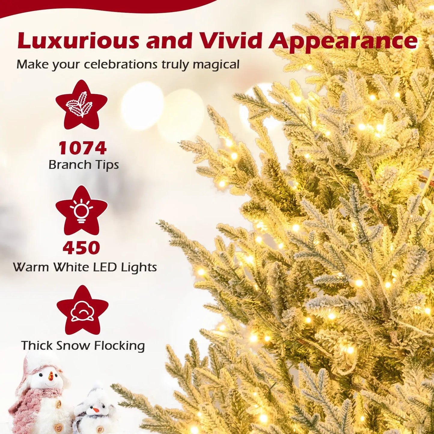 DirectDeals 6-8 ft prelit snow-flocked artificial Christmas tree with warm white LED lights on Tampa Home & Garden Store
