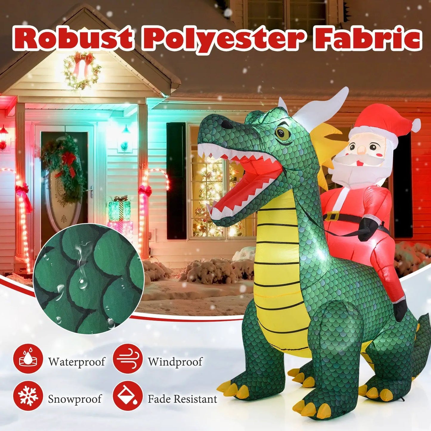 6.7ft Santa on dragon inflatable with LED lights DirectDeals inflatable decoration on Tampa Home & Garden Store