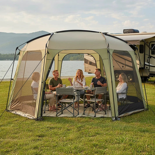 6-8 Person DirectDeals Netted Canopy Tent with Zippered Door, olive-green mesh sides on Tampa Home & Garden Store