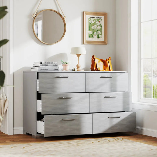 Six-drawer grey storage cabinet with metal legs DirectDeals dresser on Tampa Home & Garden Store