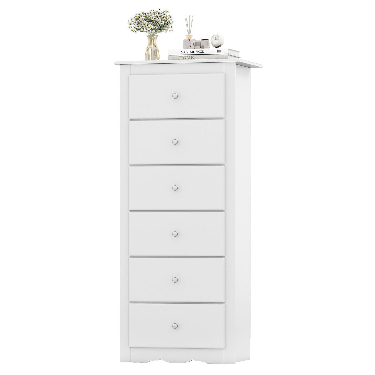 Cómoda de 6 cajones, mueble de almacenamiento de ropa para dormitorio - Negro