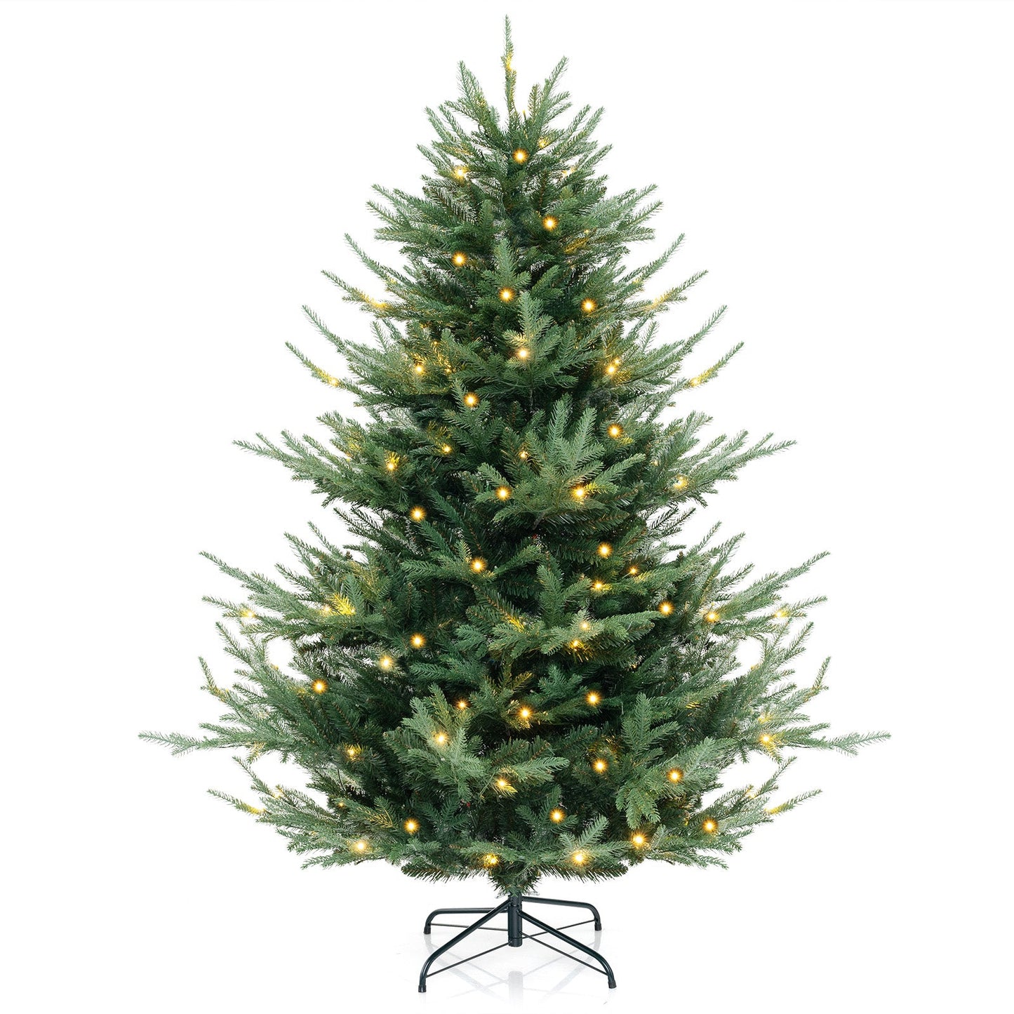6/7/8 FT Árbol de Navidad Artificial Preiluminado con Bisagras con 778/1480 Puntas de Rama de PVC y PE-L