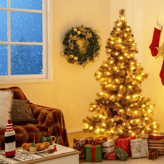 6 ft artificial Christmas tree with 493 tips DirectDeals gold-toned warm lights on Tampa Home & Garden Store