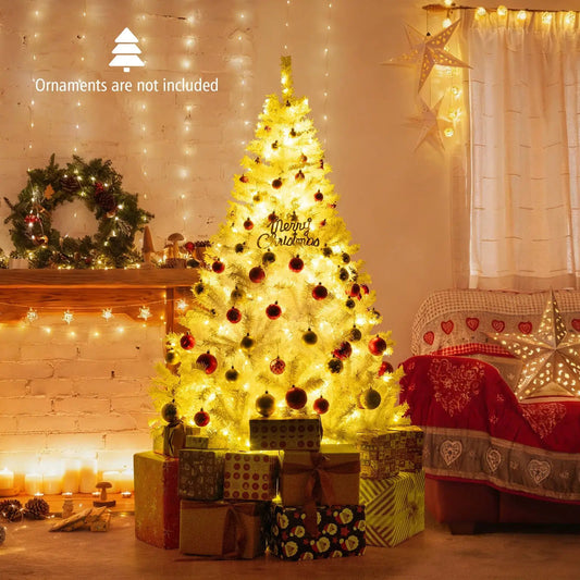 6 ft DirectDeals prelit artificial Christmas tree with warm white lights and red ornaments on Tampa Home & Garden Store