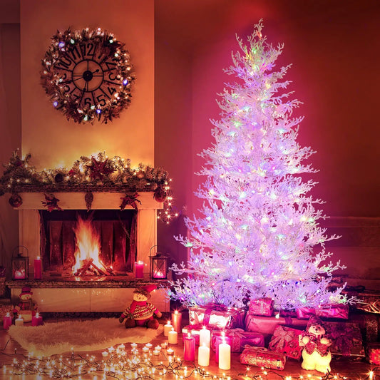 6 ft white Xmas tree with 383 PE tips and 300 LEDs, DirectDeals artificial tree on Tampa Home & Garden Store