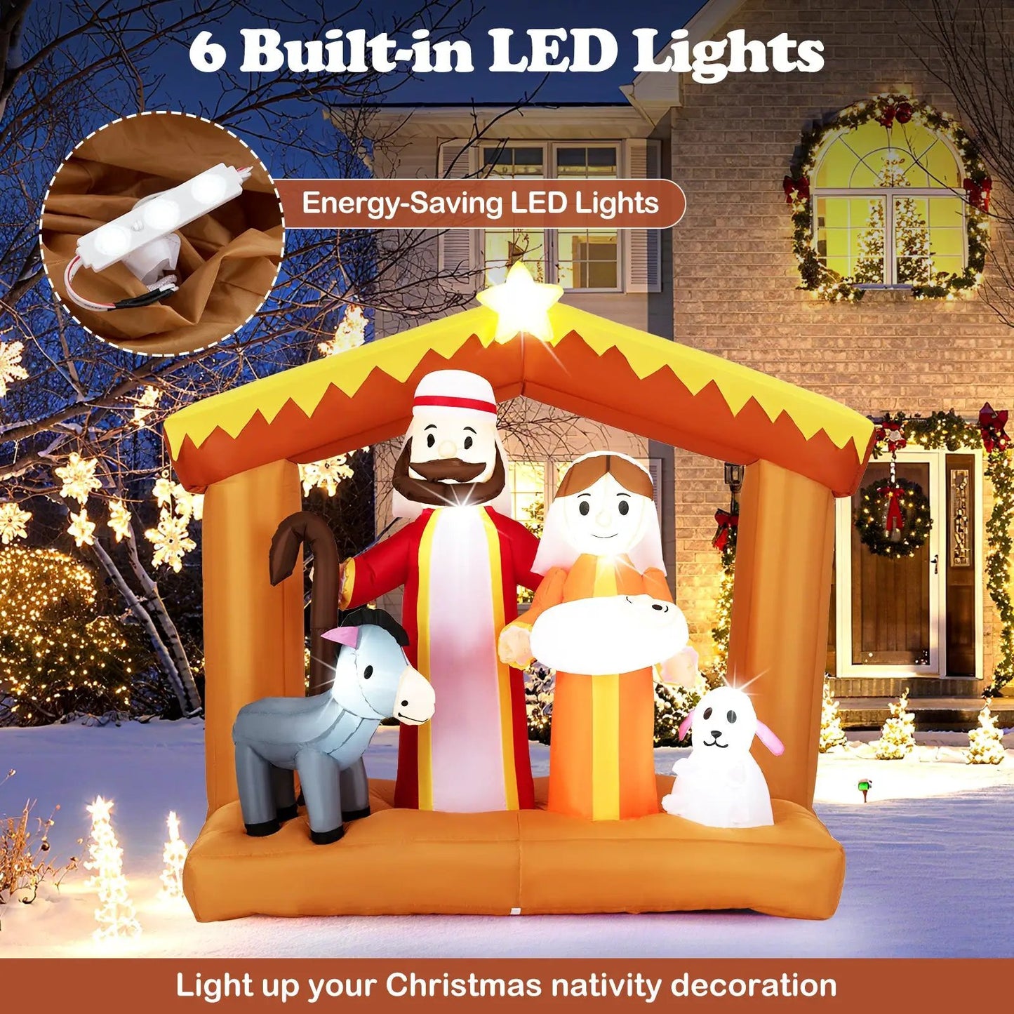 Christmas Nativity Inflatable With LED Lights 6 ft outdoor nativity arch with star on Tampa Home & Garden Store