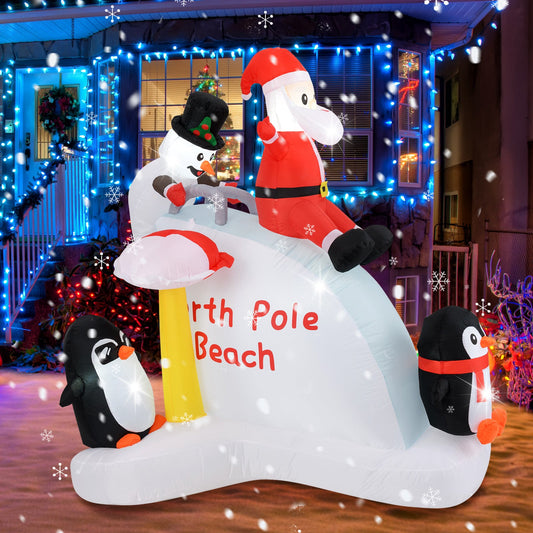 6 Feet Christmas Inflatable with Blow up Penguins and Santa Decoration - Tampa Home & Garden Store