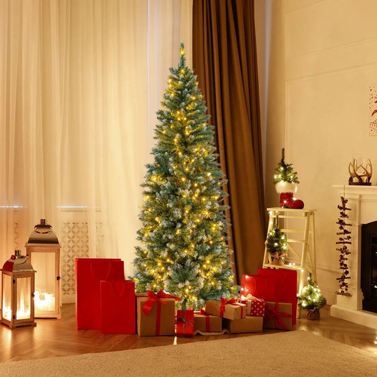6 ft prelit green artificial Christmas tree with snowy tips and warm white lights DirectDeals on Tampa Home & Garden Store