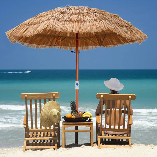 6 Feet Thatched Patio Umbrella with Tilt Design and Carrying Bag - Tampa Home & Garden Store