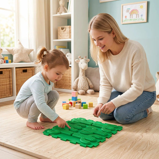 Interlocking Sensory Mats 6-Piece Set with Textured Surfaces, green DirectDeals on Tampa Home & Garden Store