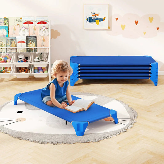 DirectDeals blue portable six-pack daycare cots for kids, stackable foldable beds on Tampa Home & Garden Store