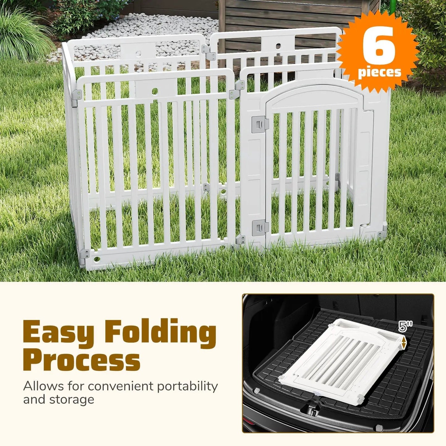 6-panel tall white dog playpen foldable fence with locking door DirectDeals on Tampa Home & Garden Store