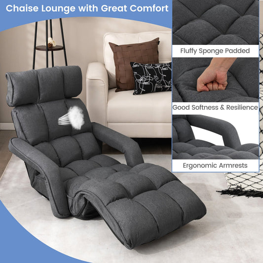 6-Position Adjustable Floor Chair with Adjustable Armrests and Footrest - Tampa Home & Garden Store