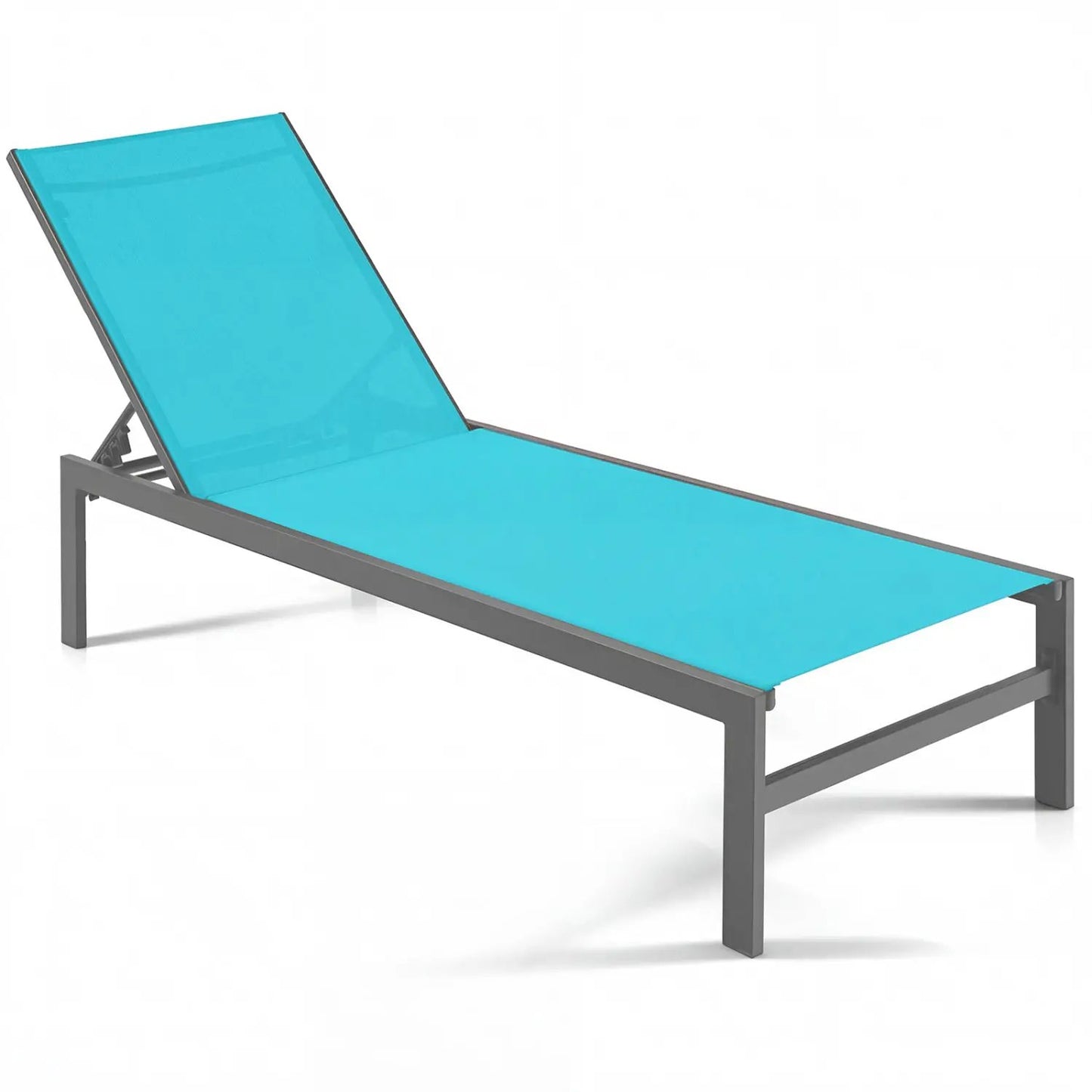 Six Position Chaise Lounge Chair turquoise fabric aluminium frame on Tampa Home & Garden Store