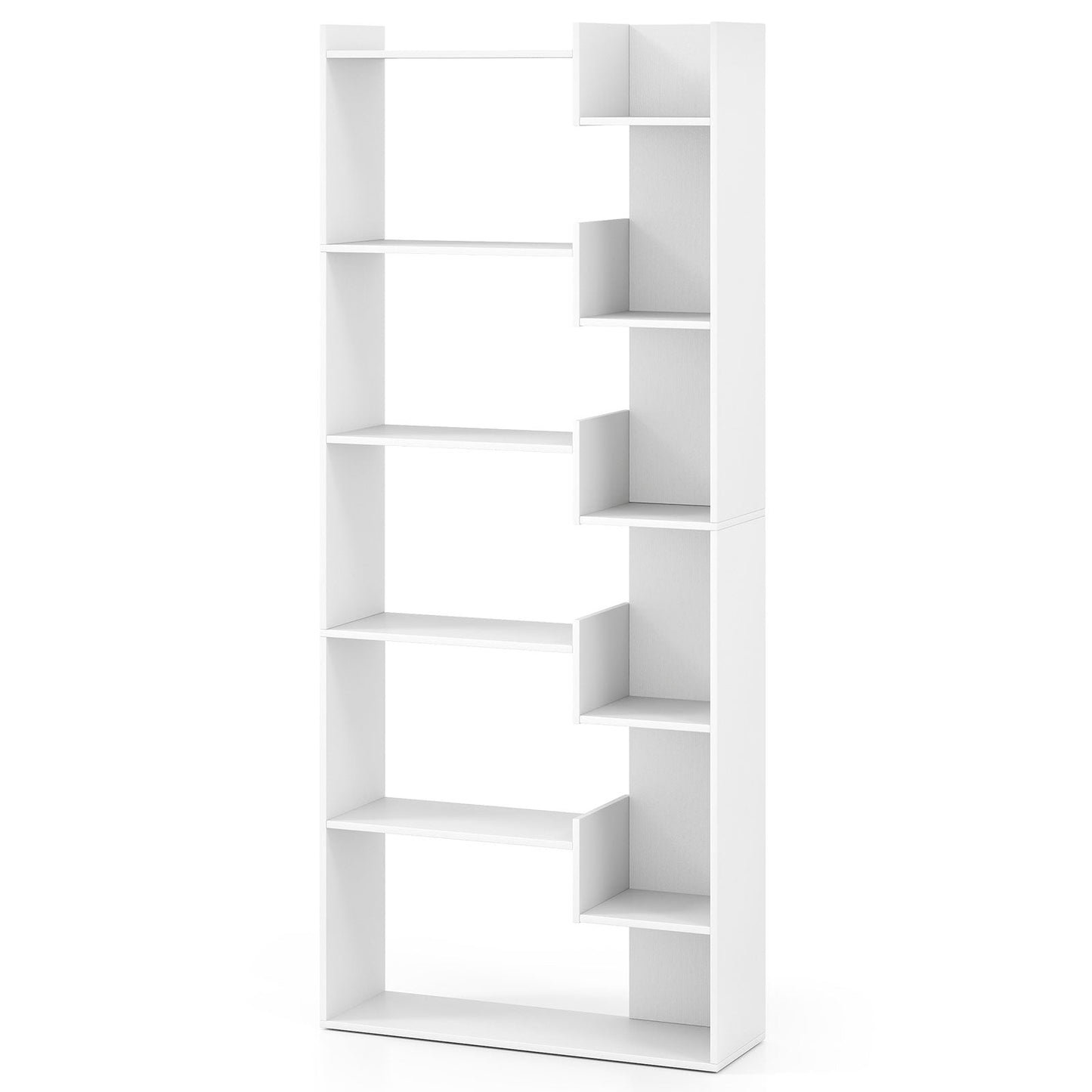 6-Tier Bookshelf Wooden Bookcase with 2 Anti-Tipping Kits Open Display Shelf-Rustic Brown
