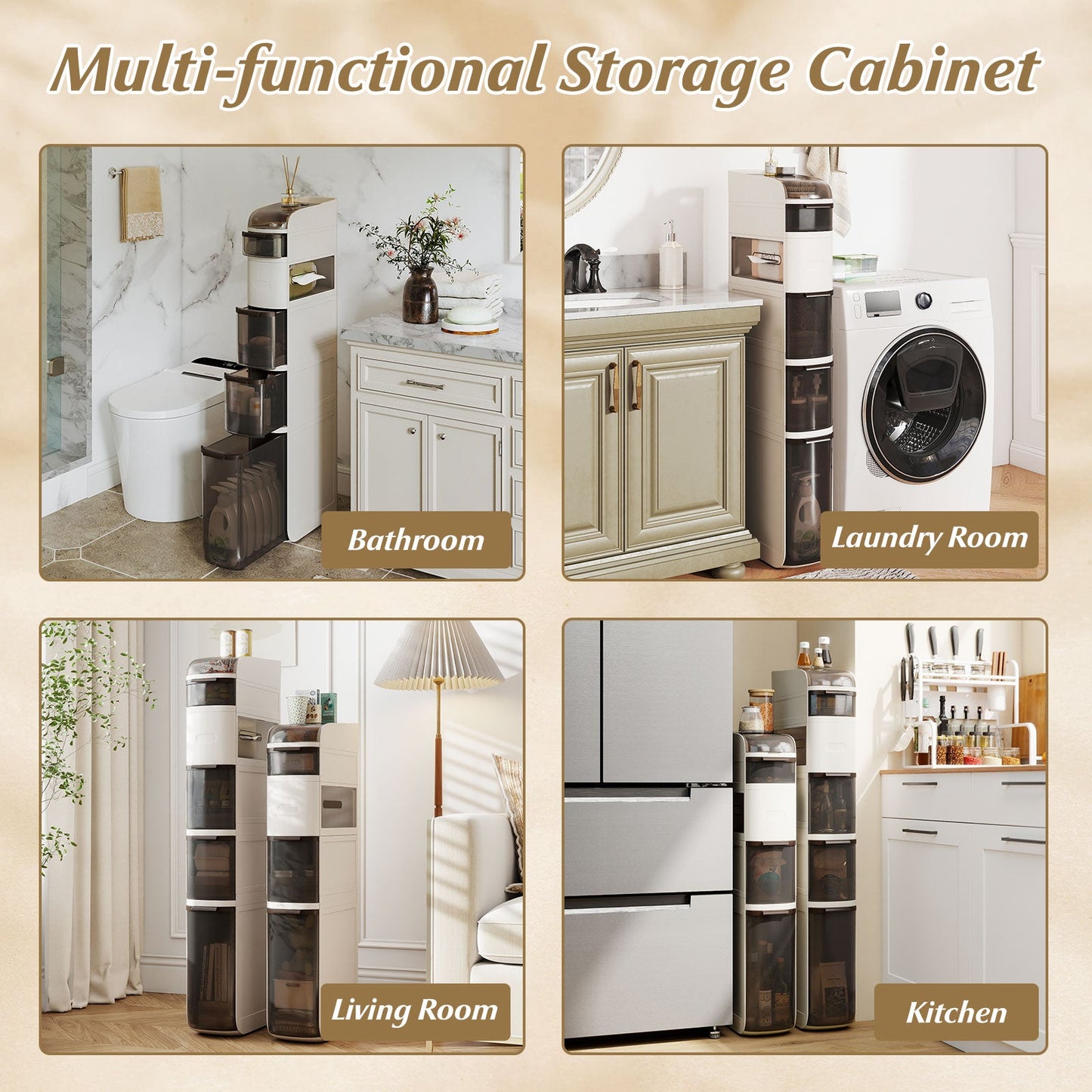 5-Tier Narrow Bath Storage Cabinet with Drawers, white DirectDeals, bath and laundry display on Tampa Home & Garden Store