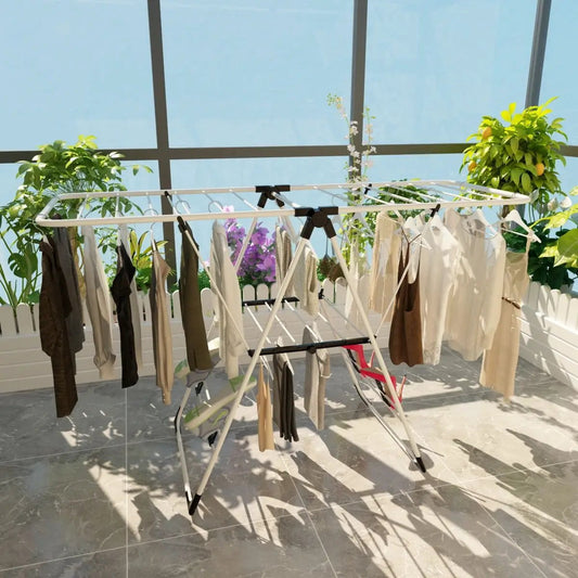 Portable laundry drying rack, white metal frame with multiple clotheslines, DirectDeals on Tampa Home & Garden Store
