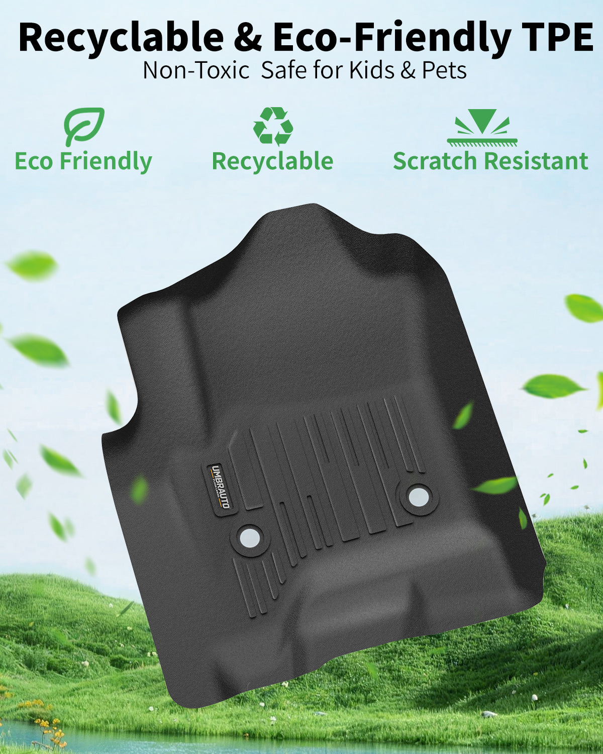 Umbrauto truck floor mat, black TPE, custom fit for Silverado/Sierra, front & rear on Tampa Home & Garden Store