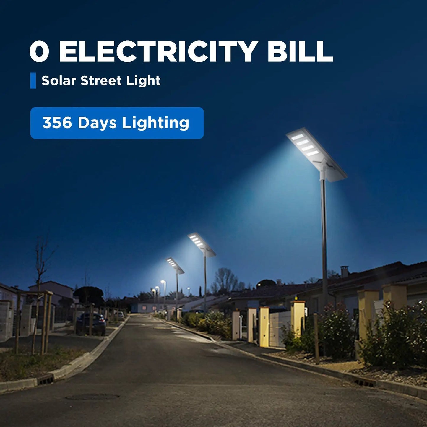 100W Langy Solar Lights Stay-On Street Light, landscape lighting, units along street on Tampa Home & Garden Store