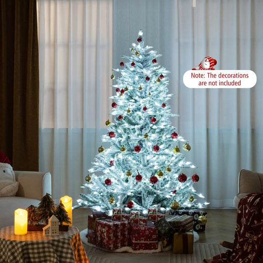 6 ft snow-flocked artificial Christmas tree with cool white LED lights DirectDeals on Tampa Home & Garden Store