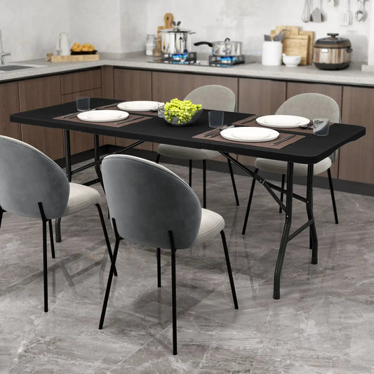6 ft portable folding table with HDPE tabletop, black finish, DirectDeals folding table on Tampa Home & Garden Store
